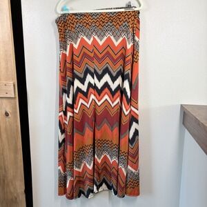 Maxi Women's Skirt Size 3X SOUTHWEST Orange Red Black  BOHO Stretch